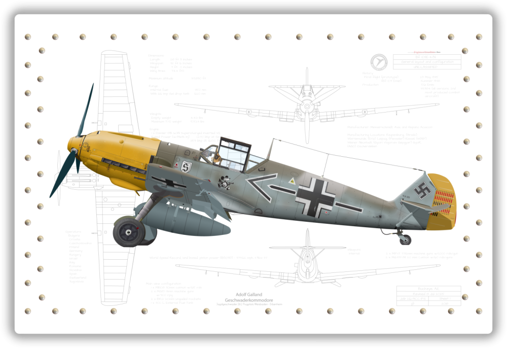 Messerschmitt Bf 109, Adolf Galland - Aero Craft Printed Panel